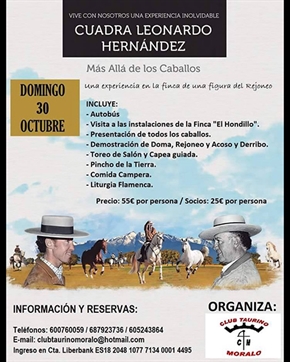 El Club Taurino Moralo organiza un viaje a la finca del rejoneador Leonardo Hernández
