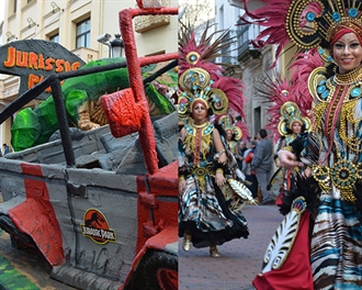 El “Carnaval Comotusaurus” de Como Tú, en carrozas, y “Turkana” de Ritmomanía, en comparsas, ganadores de los primeros premios del desfile