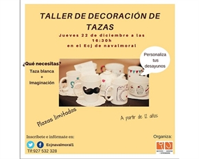 El ECJ impartirá un taller decorativo de tazas de porcelana y otro de abalorios de hamma