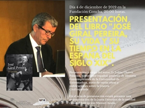 Julián Chaves presentará en Navalmoral su último libro: “José Giral Pereira, su vida y su tiempo en la España del Siglo XIX”